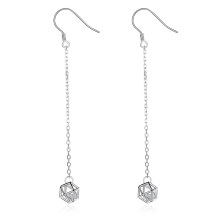 925 Sterling Silver Long Drop Earrings with Zircon